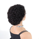 Black Afro Curly Pixie Cut 13 x 4 Front Lace Human Hair Wig